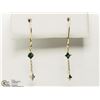 Image 1 : #7-14K YELLOW GOLD BLUE DIAMOND DROP EARRINGS