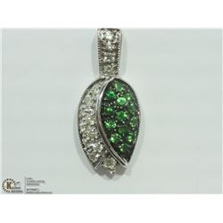 #12-14K WHITE GOLD GARNET & DIAMOND PENDANT