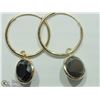 Image 1 : #17-14K YELLOW GOLD BLACK DIAMOND HOOP EARRINGS