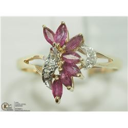 #18-10K YELLOW-WHITE GOLD RUBY & DIAMOND RING