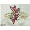 Image 1 : #18-10K YELLOW-WHITE GOLD RUBY & DIAMOND RING