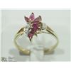 Image 2 : #18-10K YELLOW-WHITE GOLD RUBY & DIAMOND RING