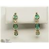 Image 1 : #19-14K YELLOW GOLD EMERALD & DIAMOND EARRINGS