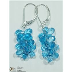 #22-14K WHITE GOLD BLUE TOPAZ TEAR DROP EARRINGS