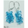 Image 1 : #22-14K WHITE GOLD BLUE TOPAZ TEAR DROP EARRINGS