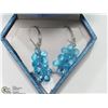 Image 2 : #22-14K WHITE GOLD BLUE TOPAZ TEAR DROP EARRINGS