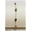 Image 2 : #23-14K YELLOW GOLD GEMSTONES BRACELET