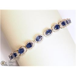 #25-STERLING SILVER SAPPHIRE & CZ BRACELET