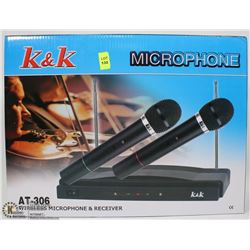 NEW KNK DUAL WIRELESS MICROPHONE AND RECEIVER