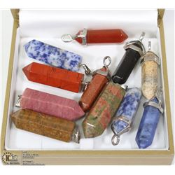 11 SEMI-PRECIOUS STONE PENDANTS