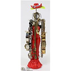 JEWELLERY STAND WITH NECKLACES,WATCHES,CARDINAL