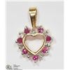 Image 1 : #28-18K YELLOW GOLD RUBY & DIAMOND PENDANT