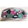 Image 1 : #30-STERLING SILVER RUBY SAPPHIRE EMERALD RING