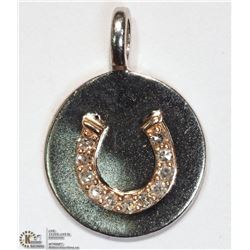 #35-ST SILVER & 14K ROSE GOLD DIAMOND PENDANT