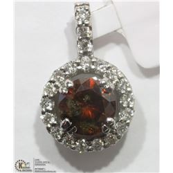 #38-14K WHITE GOLD BROWN & WHITE DIAMOND PENDANT