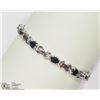 Image 1 : #39-STERLING SILVER BLUE & PINK SAPPHIRE BRACELET