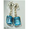 Image 1 : #41-14K YELLOW GOLD BLUE TOPAZ & DIAMOND EARRINGS