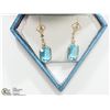 Image 2 : #41-14K YELLOW GOLD BLUE TOPAZ & DIAMOND EARRINGS
