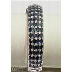 #44-STERLING SILVER SAPPHIRE BANGLE BRACELET