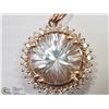 Image 1 : #48-14K ROSE GOLD WHITE QUARTZ & DIAMOND PENDANT