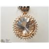 Image 3 : #48-14K ROSE GOLD WHITE QUARTZ & DIAMOND PENDANT