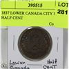 Image 1 : 1837 LOWER CANADA CITY BANK HALF CENT