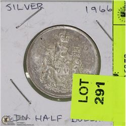 CANADIAN HALF DOLLAR COIN  1966       SILVER