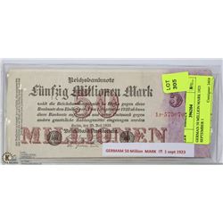 GERMAN 50 MILLION MARK 1923 SEPTEMBER 1