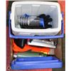 Image 1 : BOX WITH COLEMAN COOLER AND CAMPING SUPPLIES