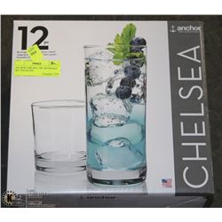 ANCHOR CHELSEA 12PC BEVERAGE SET ,9OZ &15OZ