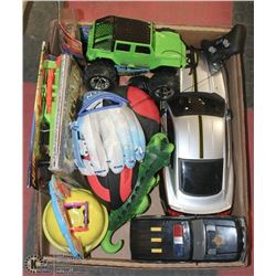 FLAT OF BOYS ASSORTED TOYS ,NERF GUN,BUBBLE MAKER