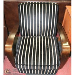 DESIGNER ARM CHAIR - BLACK & GOLD FABRIC