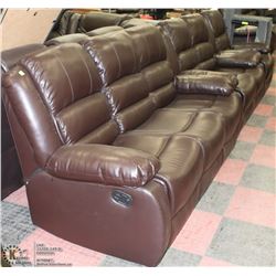 NEW BROWN LEATHERETTE RECLINING SOFA LOVE SEAT