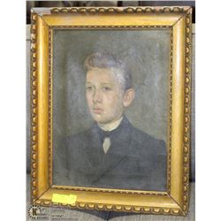 VINTAGE YOUNG MAN OIL PAINTING 19"X23"