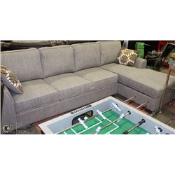 NEW GRAY FABRIC SECTIONAL WITH ACCENT CUSHIONS