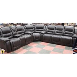 NEW DARK BROWN LEATHERETTE RECLINING SECTIONAL