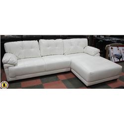 NEW WHITE LEATHERETTE CHAISE LOUNGE SECTIONAL