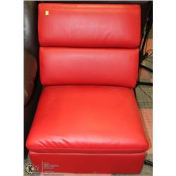 RED LEATHERETTE LIFT BACK SECTIONAL FRAGMENT