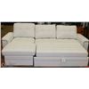 Image 1 : WHITE LEATHERETTE 'L' SHAPE SECTIONAL-CONVERTS