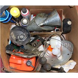 LARGE BOX OF SHOP/GARAGE SUPPLIES INCL.