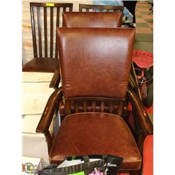 4 HIGH BACK LEATHER SEAT DINING CHAIRS