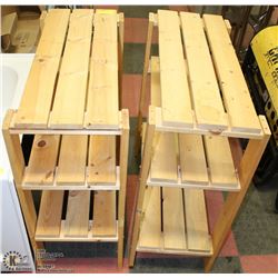 LOT OF 2 WOODEN SHELVING UNITS