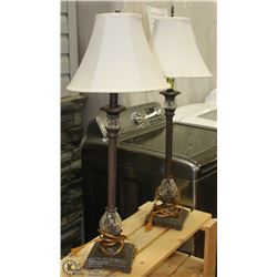 PAIR OF BERMAN TABLE LAMPS - CAST METAL & GLASS
