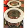 Image 1 : PAIR OF MARBLE/GLASS/METAL END TABLES