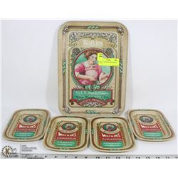 SET OF 5 RETRO WATKINS METAL TRAYS