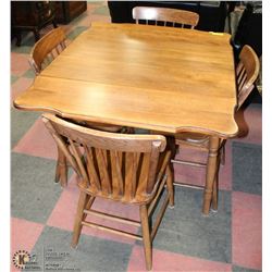 1940's MAPLE DROP LEAF TABLE AND 4 BIRCH CHAIRS