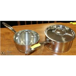 2 ASSORTED ST STEEL POTS
