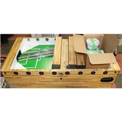 WOODEN FOOSEBALL TABLE WITH ALL ACCESSORIES