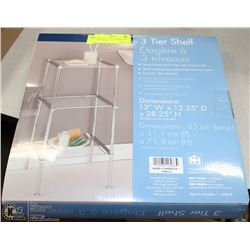 3 TIER GLASS AND CHROME SHELF 13"X12"X28"H
