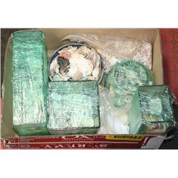 LARGE FLAT OF VASES WITH SEASHELLS, SAND ETC